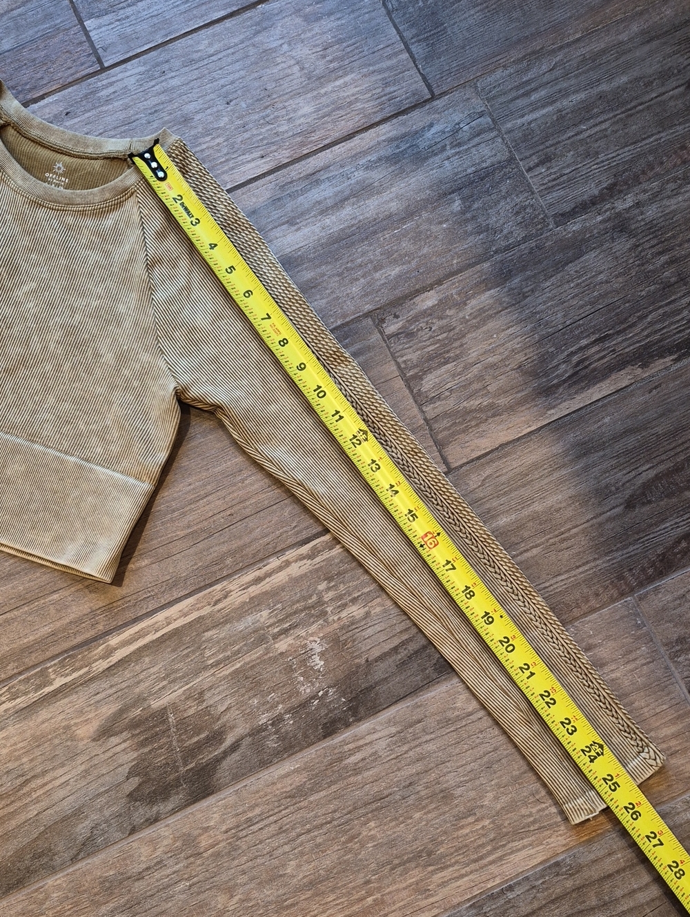 XS/S Offline Aerie Mustard Tan Ribbed Braided Detail Long Sleeve Top & Leggings - Picture 7 of 16